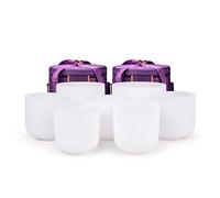 TOPFUND 6-10 Inch 432Hz Chakra Set of 7 Crystal Singing Bowls with Heavy Duty Carrying Case and Mallets