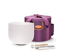 TOPFUND Campana tibetana in cristallo nota fa, chakra del cuore, 25,4 cm, con custodia resistente e martello in pelle scamosciata