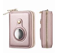 TopFunny AirTag Portafoglio in pelle da uomo e donna con blocco RFID e chiusura lampo, oro rosa, Minimalista