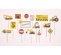 Topfunny - Decorazioni per cupcake a tema edilizia, per camion, trattore, escavatore, decorazione per bambini, feste di compleanno
