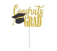 Topfunyy Decorazione per torta "Congrats Grad", con brillantini su entrambi i lati, per feste di laurea/laurea