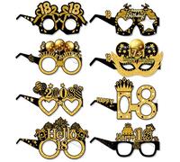 Topfunyy Decorazioni per occhiali di carta per 18° compleanno, per uomini e donne, confezione da 8 pezzi, colore nero e oro, per 18° compleanno, accessori per feste di compleanno per quarant'anni