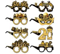 Topfunyy Decorazioni per occhiali di carta per 21° compleanno, per uomini e donne, confezione da 8 pezzi, colore nero e oro, per 21° compleanno, occhiali di scena per feste di compleanno per