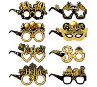 Topfunyy Decorazioni per occhiali di carta per 30° compleanno, per uomini e donne, confezione da 8 occhiali di carta per 30° compleanno, accessori per feste di compleanno per quarant'anni