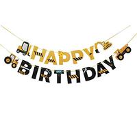 Topfunyy - Festone per veicoli da costruzione, motivo: buon compleanno, per escavatori, per bambini, decorazione per feste di compleanno