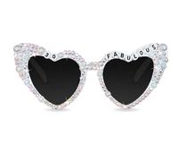 Topfunyy Occhiali da sole 30° compleanno per le donne - Occhiali da sole bianchi 30 & Fabulous brillanti diamanti perline per donne accessori per feste 30° compleanno