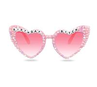 Topfunyy Occhiali da sole di compleanno per ragazze - Rosa "Birthday Bitch" Brillantini di perle brillanti con diamanti per ragazze e donne, accessori per feste di compleanno