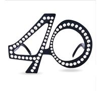 Topfunyy Occhiali da vista per 40° compleanno, con numero 40, colore nero, divertenti occhiali per costume per il 40° compleanno, accessori per cabina fotografica, bomboniere