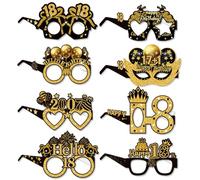 Topfunyy Occhiali di carta per il 18° compleanno per ragazze e ragazzi, confezione da 8 occhiali di carta "Happy 18th Birthday", colore nero e oro