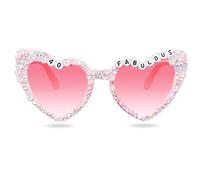 Topfunyy Occhiali per il 40° compleanno da donna - Rosa 40 & Fabulous occhiali da sole brillanti con perle diamantate per donne, accessori per feste per il 40° compleanno