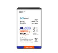 TOPGOBAT Batteria BL-5CB, 1800 mAh, ad alta capacità, compatibile con Nokia, 100, 101, 103, 111, 113, 1280, 1616, 1800, C1-01, C1-02, C2-01, C2-02, C2-03, C2-06, X2-01, X2-05 -