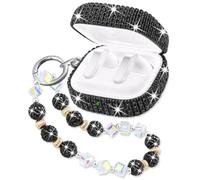 Topgraph Compatibile con Samsung Galaxy Bud 4 / Buds 4 Pro, custodia glitterata con strass luccicanti e cinturino da polso portachiavi per donne e ragazze, nero