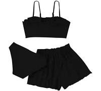 Topgrowth 3 Pezzi Completo Costume da Bagno Bambina Estivo Canotta Bikini Bambina Completo Bambina Neonata Vestito Mare Estate Spiaggia Vacanze (Z3-Black, 10-12 Years)