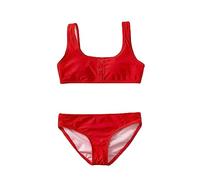 Topgrowth Accessorio Costume da Bagno Bambina 2 Pezzi Costume da Bagno Bikini Rosso a Vita Alta Soild Sportivo Costume da Bagno Costumi da Bagno Costumi Mare 10 Anni (Red, 3-4 Years)