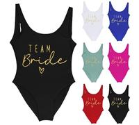 Topgrowth Accessorio Costume da Bagno Intero da Donna con Scollo a V Sposa Stampa Team Bride Bikini Bride Costumi da Bagno Donna Intero Modellante Costume Nuoto Backless Bather Beachwear (Black, XXL)