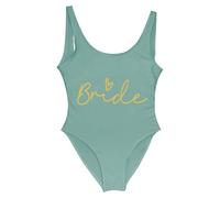 Topgrowth Accessorio Costume da Bagno Intero da Donna con Scollo a V Sposa Stampa Team Bride Bikini Bride Costumi da Bagno Donna Intero Modellante Costume Nuoto Backless Bather (Y-Mint Green, S)