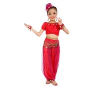 Topgrowth Accessorio Costume per Danza del Ventre Bambina Ragazza Set Crop Top + Pantaloni Lunghi Abito Ventre Indianisch Halloween Carnevale Vestito Danza Ventre Belly Dancewaer Ragazza