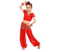 Topgrowth Accessorio Costume per Danza del Ventre Bambina Ragazza Set Crop Top + Pantaloni Lunghi Abito Ventre Indianisch Halloween Carnevale Vestito Danza Ventre Belly Dancewaer Ragazza