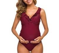 Topgrowth Accessorio Costumi da Bagno Premaman maternità Floreale Costumi da Bagno Premaman Donna Intero maternità da Spiaggia Bikini Premaman Bikini da Spiaggia Mare Piscina (Z2-Red, XXL)
