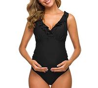 Topgrowth Accessorio Costumi da Bagno Premaman maternità Floreale Costumi da Bagno Premaman Donna Intero maternità da Spiaggia Bikini Premaman Bikini da Spiaggia Mare Piscina (Z2-Black, XXL)