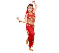 Topgrowth Accessorio Costumi da BalloAmericano Bambine Ragazze Set di 5 Pezzi Backless Dance Dress Crop Top con Paillettes Nappe Pantaloni Lunghi in Chiffon Vestito Danza Ventre Belly Dancewear