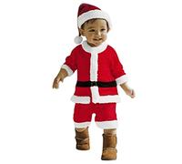 Topgrowth Accessorio Natale Costume Bambino Neonato, 3 PCS Vestito Babbo Natale Ragazza Ragazzo Top + Pantaloni + Cappello Set Carina Partito Vestito Pigiami Regalo di Natale (B1-Wine, 12-18 Months)