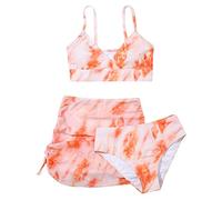 Topgrowth Accessorio Ragazze Costumi da Bagno 3 Pezzi Bambina Bikini Ragazze Set Costumi Mare Piscina Spiaggia Stampa Bikini Set Bambine Ragazze Beachwear (E-Orange, 11-12 anni)