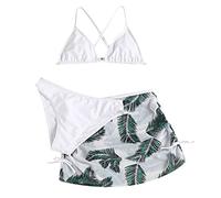 Topgrowth Accessorio Ragazze Costumi da Bagno 3 Pezzi Bambina Bikini Ragazze Set Costumi Mare Piscina Spiaggia Stampa Bikini Set Bambine Ragazze Beachwear (H-White, 12-14 anni)