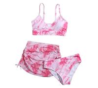 Topgrowth Accessorio Ragazze Costumi da Bagno 3 Pezzi Bambina Bikini Ragazze Set Costumi Mare Piscina Spiaggia Stampa Bikini Set Bambine Ragazze Beachwear (E-Pink, 13-14 anni)