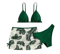 Topgrowth Accessorio Ragazze Costumi da Bagno 3 Pezzi Bambina Bikini Ragazze Set Costumi Mare Piscina Spiaggia Stampa Bikini Set Bambine Ragazze Beachwear (H-Green, 14-16 anni)