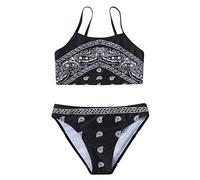 Topgrowth Accessorio Ragazze Costumi da Bagno Due Pezzi Bambina Due Pezzi Bikini Stampa Bella Bikini Set Bambine Ragazze per 7-14 Anni Beachwear (Nero, 11-12 anni)
