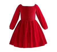 Topgrowth Accessorio Vestito Bambina Cerimonia lunghe in tinta unita a maniche lunghe natalizie per bambine Vestito Cerimonia Nuziale Principessa (Red, 2-3 Years)