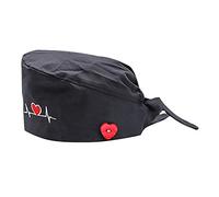 Topgrowth Berretto Donna Chirurgico Cappello Uomo Cotone Chirurgico con Fascia Regolabile per Fodera Cuffietta Chirurgica Cuffia Infermiera Bandana Chirurgiche (Nero)