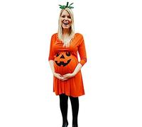 Topgrowth Camicie da Notte Premaman Halloween Stampa del Diavolo Vestito Incinta Gravidanza Abiti Donna Abito A Maniche Lunghe (Orange, M)