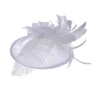 Topgrowth Cappelli Eleganti Donna Copricapo Nozze Cappello da Festa Cappelli Cerimonia Vintage Piuma Fiore Partito Cappello (Argento)