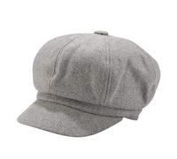 Topgrowth Cappello da Donna Berretto Piatto con Visiera Cappello da Baker per Signore Berretto Classico Solido per Le Donne (Grigio, Taglia unica)