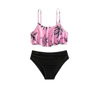 Topgrowth Costume da Bagno Bambina Due Pezzi Bikini Costumi da Bagno Bambine Ragazzine con Volant Mare Piscina Bikini Ragazza Vita Alta 7-14 Anni (Z3-Black, 7-8 Years)