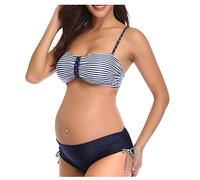 Topgrowth Costumi Premaman Costume da Bagno Donna Bikini Due Pezzi maternità Costumi da Bagno Stampa Bikini A Righe Bikini Set Costume Incinta Beachwear