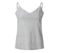 Topgrowth Donna Canottiera con Paillettes Scollo a V Spalline Spaghetti Regolabili per L'Estate Canotta Top Elegante Tank Top Senza Manica (Argento, L)