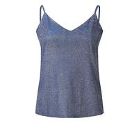 Topgrowth Donna Canottiera con Paillettes Scollo a V Spalline Spaghetti Regolabili per L'Estate Canotta Top Elegante Tank Top Senza Manica (Blu, XXL)