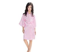 Topgrowth Pigiama Bambina Accappatoio per Ragazza Kimono Robes in Raso di Seta Mezza Manica Accappatoio Abiti da Notte (Rosa, 8-9 Anni)
