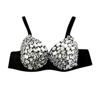 Topgrowth Reggiseno Donna Intimo Sportivo Reggiseni Donna Punk Dancing Performance Rivetti Metallici Dorati Reggiseno per La Danza Jazz Lead Dance Pole Dance (A-Nero, L)