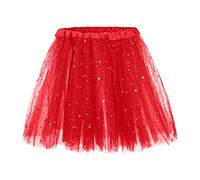 Topgrowth Sottogonna in Tulle da Donna Gonna in Tulle Donna Gonna Tutu Donne Partito Gonne Tutu con Paillettes Gonna da Ballo 3 Strati Multicolore (Z1-Red, One Size)