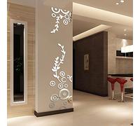 Topgrowth Specchio da Parete Creativo Cerchio Squillare Acrilico Adesivi Murali a Specchio 3D Decalcomanie (Argento)