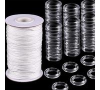TopHomer 100 anelli trasparenti per tenda a pacchetto e set di cordoncino per tenda da 50 m x 1,8 mm