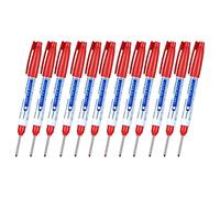 TopHomer 12 pennarelli con foro profondo, impermeabili, a testa lunga, punta fine da 30 mm, strumento per la lavorazione del legno, edilizia, fabbricazione (rosso)