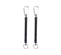 TopHomer 2 cordini da pesca con moschettone, bobina retrattile a spirale, corda elastica di sicurezza anti-smarrimento, per chiavi e cellulari (argento)
