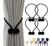 TopHomer 4 fermatenda, magnetici, 10 colori, per soggiorno, camera da letto, bagno e sala da pranzo, si adatta a tende/tende/tende da doccia (nero)