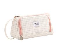 TopHomer Astuccio per matite estetico di grande capacità, in tela morbida, con cerniera e portatile, organizer per penne, per scuola, ufficio, ragazze e adolescenti, F