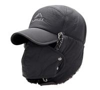 TopHomer Cappello bomber invernale con paraorecchie e maschera rimovibile antivento caldo cotone termico cappello per cacciatore cacciatore, Grigio scuro, Taglia unica